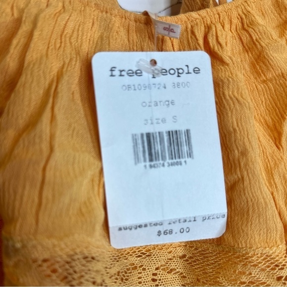 Free People NWT Home Again Tie Back Crop Camisole Cantaloupe Orange  Small - Picture 4 of 8